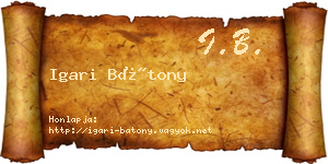 Igari Bátony névjegykártya